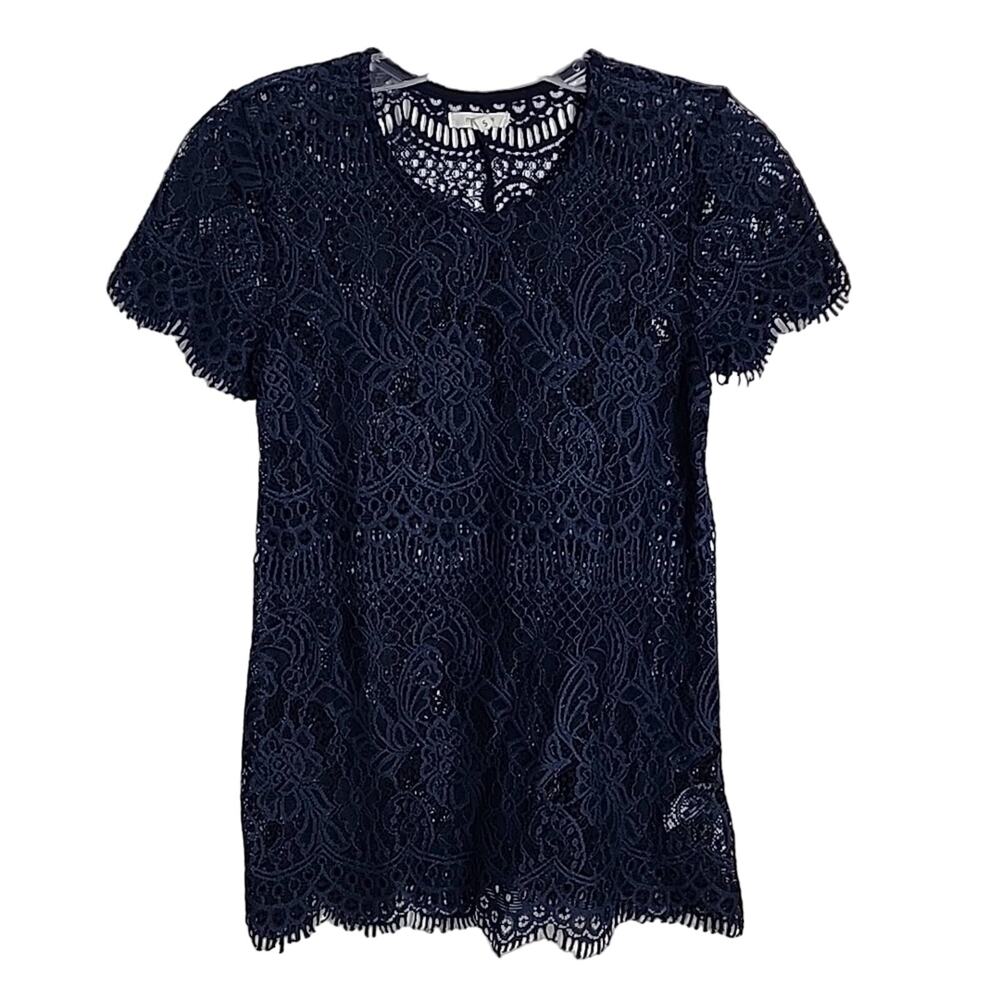 Maurices Dark Blue Open Lace Top, Small